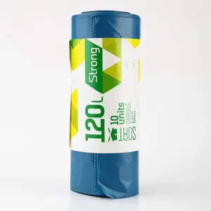 Šiukšlių maišai SORTEX, 120 l, 35 mk, 100 x 70 cm, mėlyni, 10 vnt.