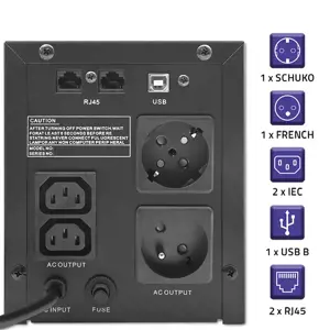 QOLTEC 53770 Nepertraukiamo maitinimo šaltinis "Line Interactive Monolith" 1500VA 900W LCD USB