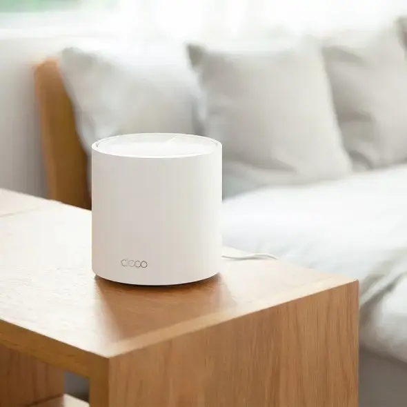 "TP-Link AX3000 Whole Home Mesh WiFi 6" sistema, balta, vidinė, CE: (2,4 GHz) <20 dBm (2,4 GHz) <23 dBm (5 GHz) FCC: <30 dBm (2,4 GHz) <30 dBm (5 GHz), 0-40 °C, -40-70 °C, 10-90 %.