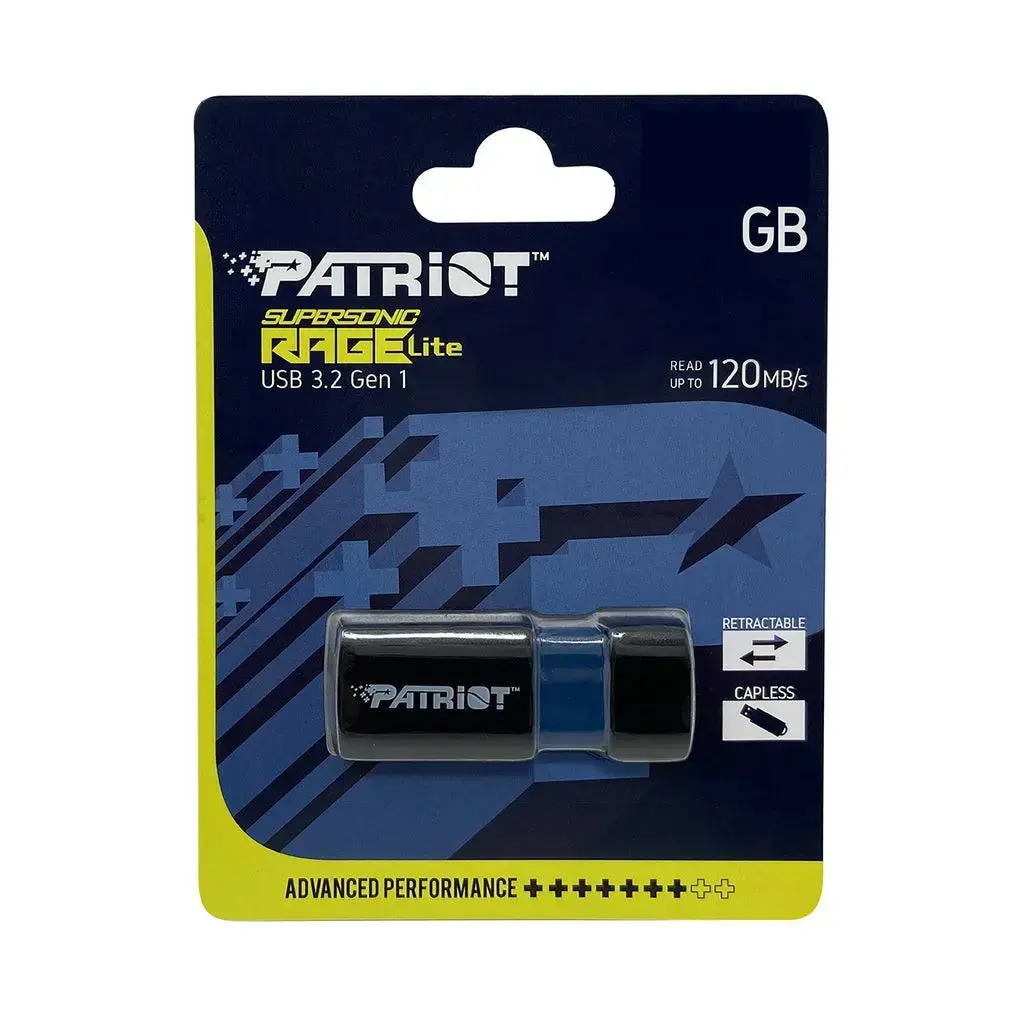 "Patriot Memory Supersonic Rage Lite" USB atmintinė 64 GB USB Type-A 3.2 Gen 1 (3.1 Gen 1), juoda, mėlyna