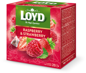 Vaisinė arbata LOYD, aviečių ir braškių skonio, 20 x 2g