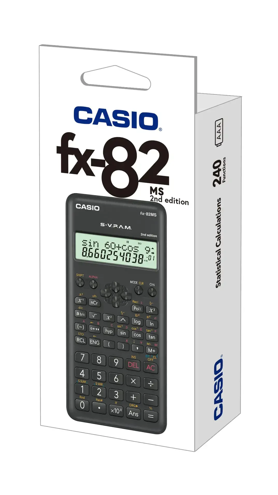 Mokslinis skaičiuotuvas CASIO FX-82MS, 85 x 157 x 23,2 mm