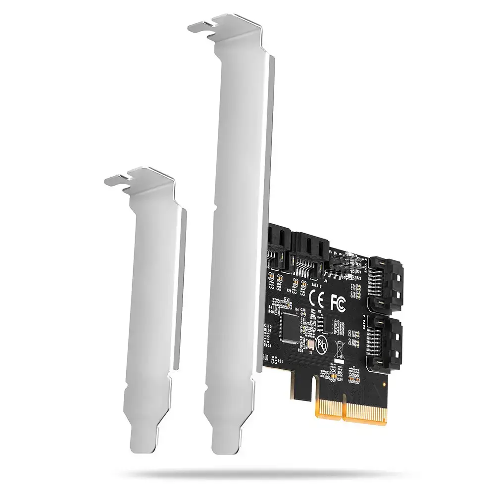 "Axagon" keturių kanalų SATA III PCI-Express valdiklis su keturiais vidiniais SATA prievadais. Standartinis ir žemo profilio.