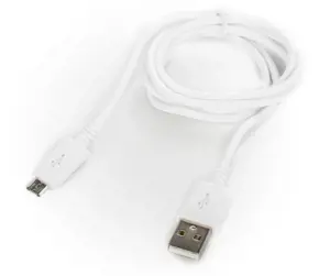 Plokštinės kabelis microUSB 1 m, baltas