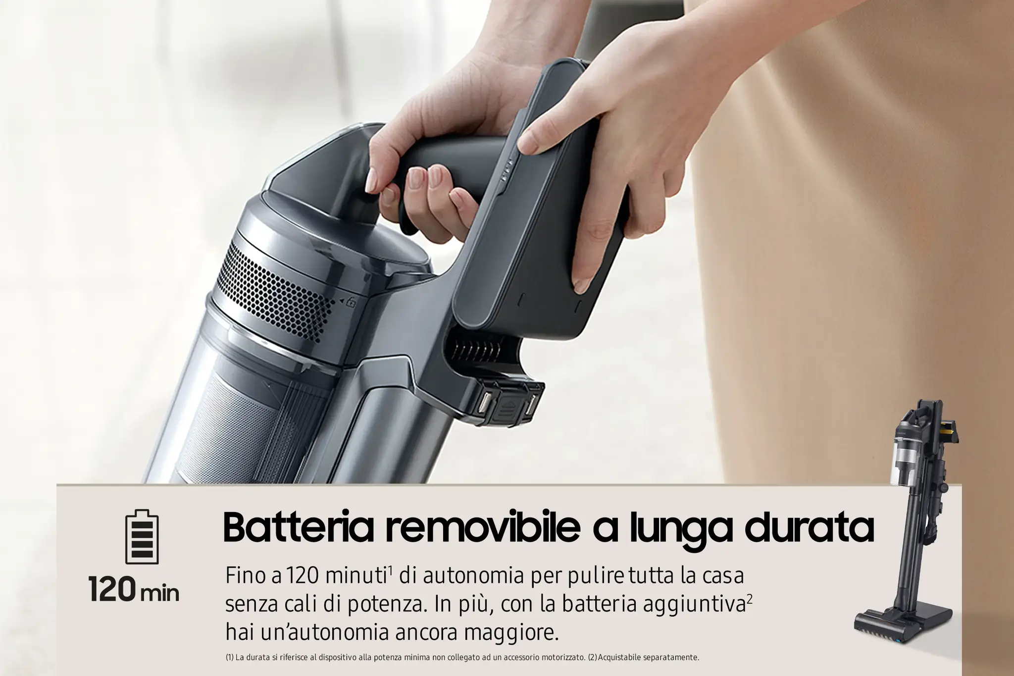 Samsung VS20C9554TK, Stick vacuum, Bagless, Black, 0.8 L, Dry, Cyclonic