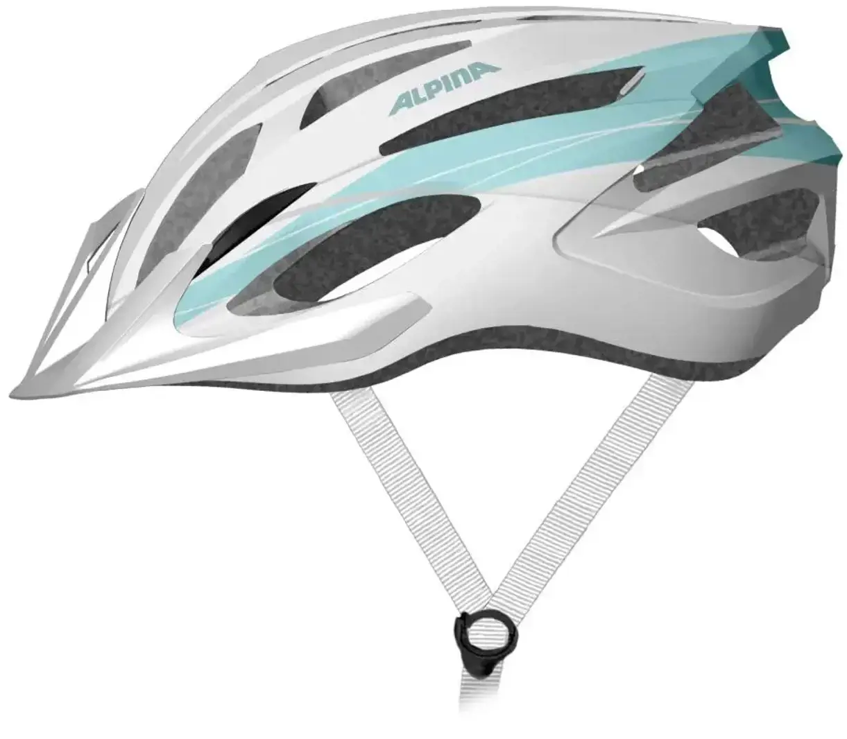 Dviračio šalmas Alpina MTB17 baltos ir šviesiai mėlynos spalvos, 54-58 cm