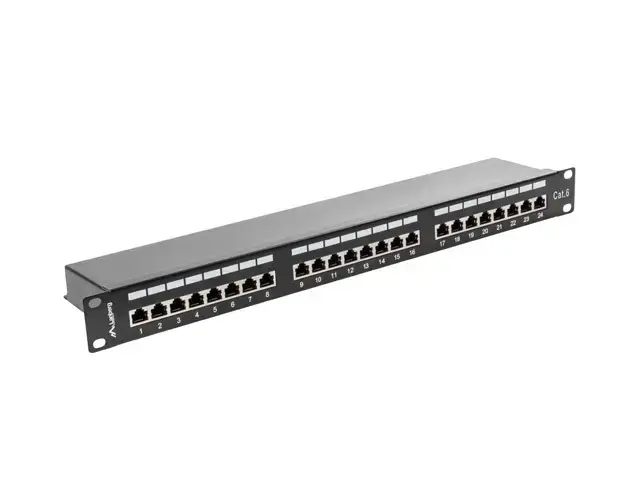 LANBERG PPS6-1024-B Lanberg Patch Panel 24 prievadų 1U, kat. 6, ekranuota, juoda
