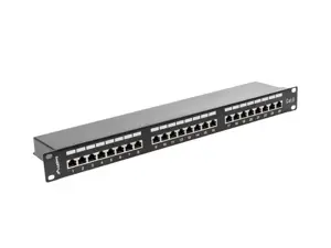 LANBERG PPS6-1024-B Lanberg Patch Panel 24 prievadų 1U, kat. 6, ekranuota, juoda