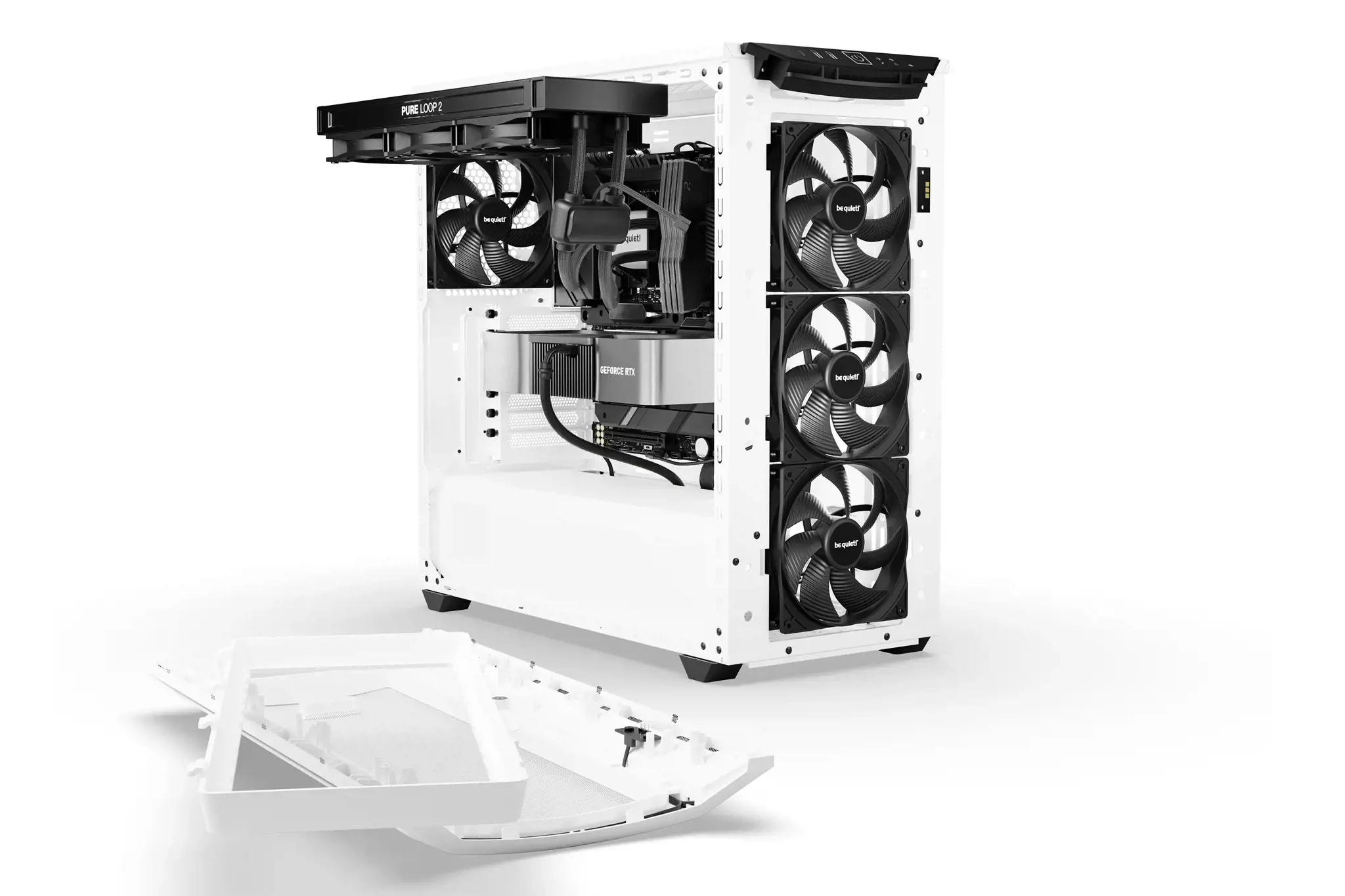 Būkite tylūs! Shadow Base 800 DX White, Midi Tower, Kompiuteris, Balta, ATX, EATX, micro ATX, Mini-ITX, Akrilonitrilo butadieno stirenas (ABS), Plienas, Grūdintas stiklas, Multi