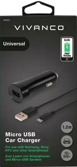 "Vivanco" automobilinis įkroviklis USB 2.4A 1,2 m (60022)