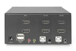 DIGITUS KVM perjungiklis 2x2 HDMI 2 prievadai su dviem ekranais 4K/30Hz FreeSync