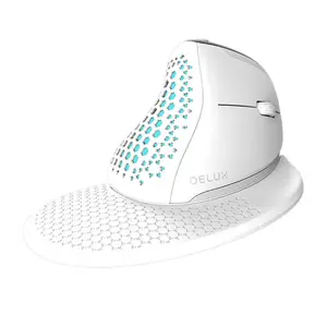 Belaidė vertikali pelė "Delux M618XSD BT+2.4G RGB" (balta)