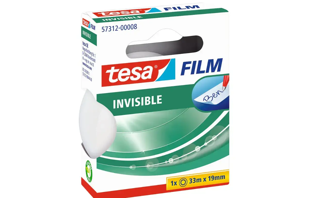Permatoma lipni juostelė TESA Invisible Self-Adhesive Tape, užklijavus nematoma, lengva naudotis, 19mm x 33m