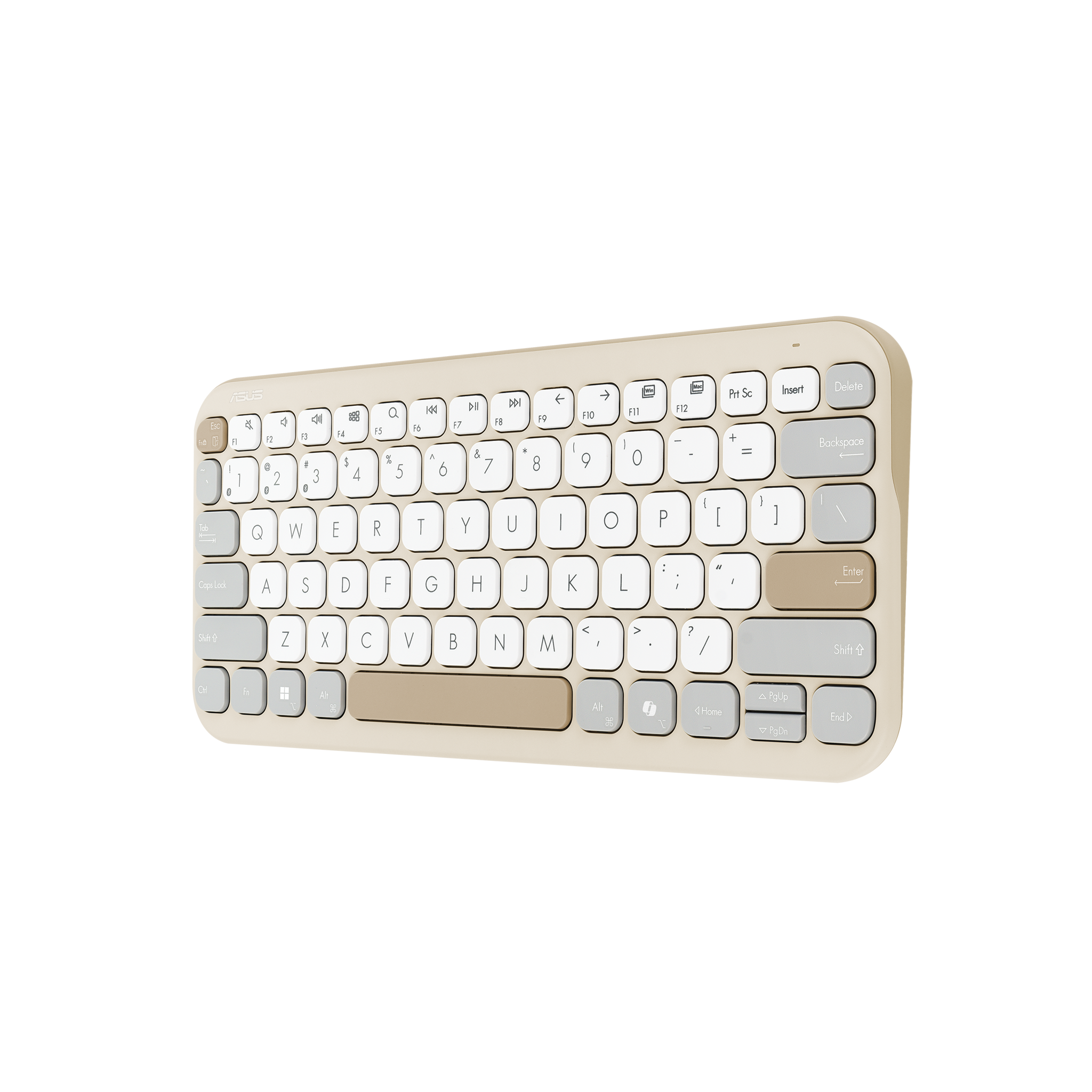 Asus Marshmallow KW100 | Keyboard | Wireless | US International | Oat Milk | Bluetooth