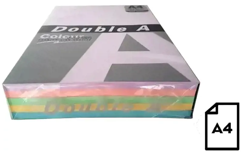 Spalvotas popierius Double A, 80g, A4, 500 lapų, Rainbow 3, 5 spalvų