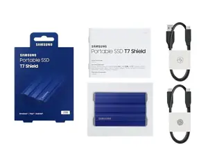 SAMSUNG nešiojamasis SSD T7 Shield 2TB USB 3.2 Gen 2 + IPS 65 mėlyna