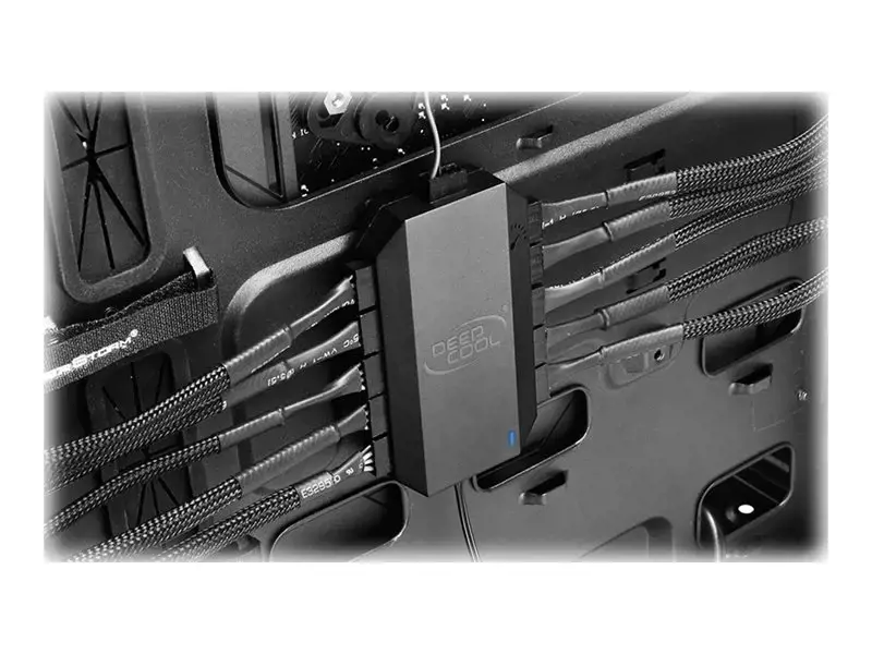 DeepCool FH-10, Ventiliatoriaus valdiklis, Juodas, 4 kontaktų, Ventiliatorius, 80 mm, 46 mm