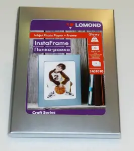 Fotopopierius Lomond Photo Inkjet Paper Blizgus 200 g/m2 10x15, 15 sheets + InstaFrame Silver Window