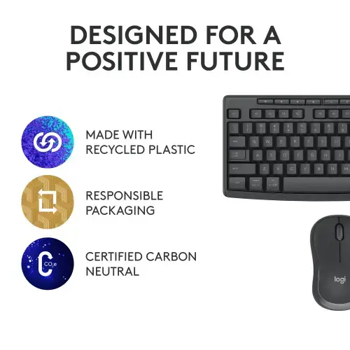 Logitech MK370 Combo for Business, Wireless, RF Wireless + Bluetooth, Membrane, QWERTY, Graphite, Mouse included