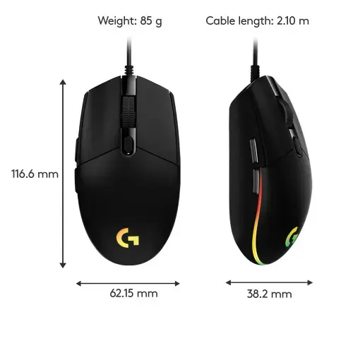 LOGITECH G203 LIGHTSYNC žaidimų pelė juoda