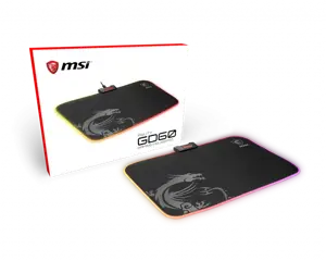 MSI AGILITY GD60 RGB Pro Gaming Mousepad '386mm x 290mm, Pro Gamer šilkinis paviršius, ikoninis dra…