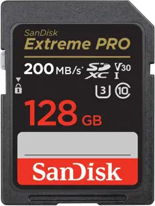 "SanDisk Extreme PRO" 128 GB SDXC atminties kortelė + 2 metų "RescuePRO Deluxe" iki 200MB/s ir 90MB…