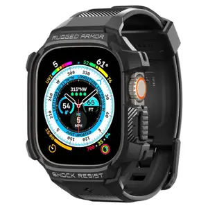 Spigen "Rugged Armor Pro" dėklas - Juosta su dėklu, skirta "Apple Watch Ultra" 49 mm (Juoda)
