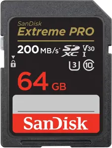 "SanDisk Extreme PRO" 64GB SDXC atminties kortelė + 2 metų "RescuePRO Deluxe" iki 200MB/s ir 90MB/s…