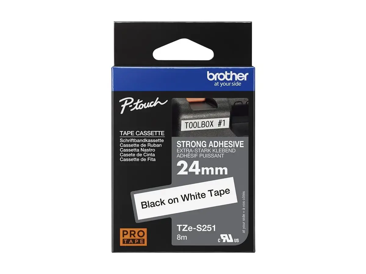 Brother itin stipri lipni juosta, juoda ant balto, TZ, juoda, balta, terminis perkėlimas, Brother, PT-1400, PT-1500, PT-1500PC, PT-1600, PT-1900, PT-1910, PT-1950, PT-2110, PT-2200, PT-2210,...