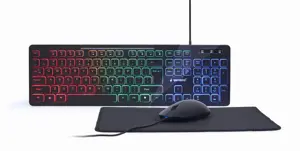 GEMBIRD 3-in-1 stalinio kompiuterio komplektas su foniniu apšvietimu, juodas JAV išdėstymas