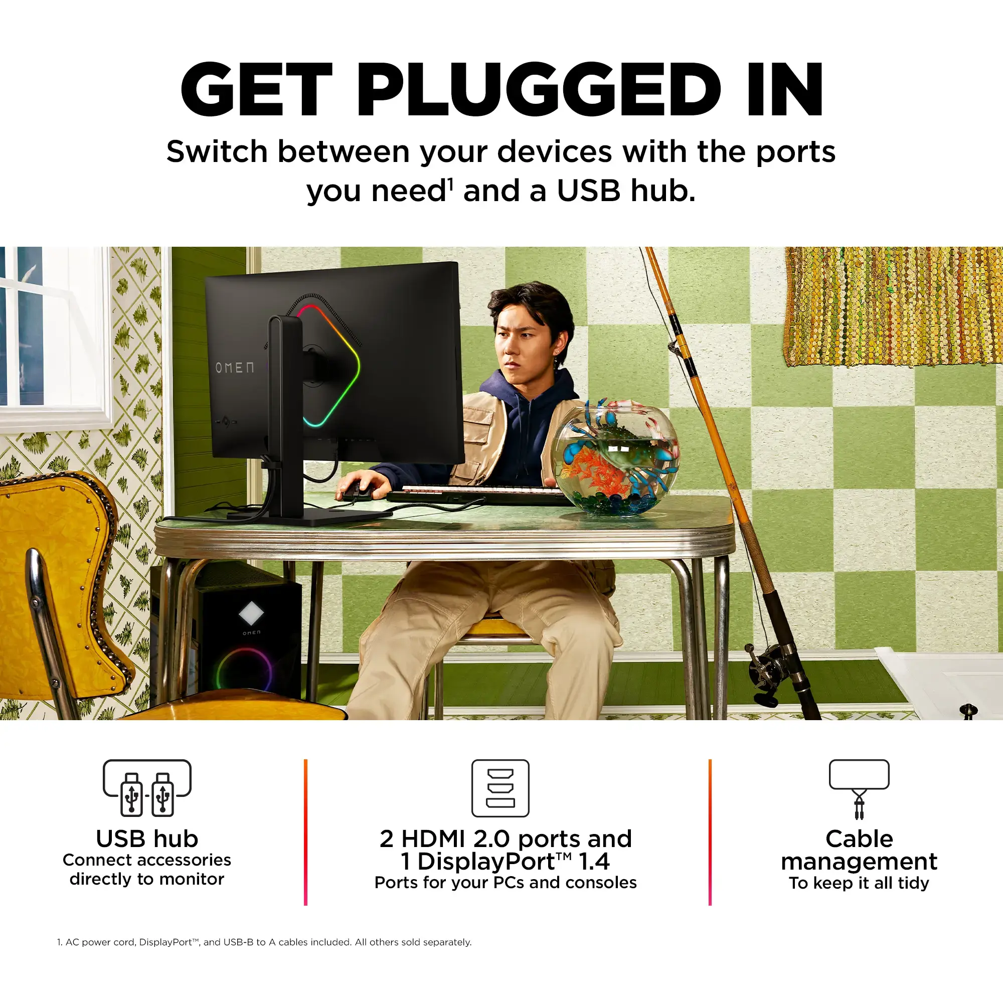 "HP OMEN by HP 27qs", 68,6 cm (27"), 2560 x 1440 taškų, "Quad HD", 1 ms, juodas