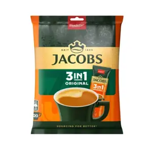 Tirpiosios kavos gėrimas JACOBS Original 3 in 1, maišelis, 20 x 12,6 g