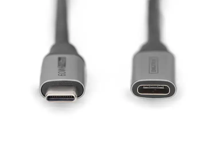 "Digitus" USB-C/M į USB-C/F ilgintuvas .DB-300230-010-S USB-C lizdas, USB C, kištukas, juodas, 1 m