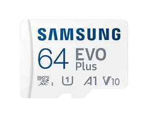 Samsung EVO Plus, 64 GB, MicroSDXC, Class 10, UHS-I, 130 MB/s, 130 MB/s