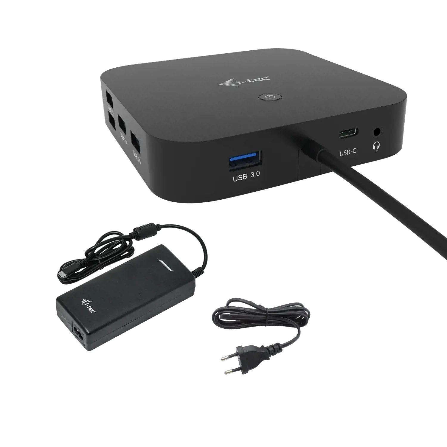 I-TEC USB-C Dual Display MST DS 1x DP 1x HDMI 1xGLAN 3xUSB 3.0 2xUSB 2.0 1xUSB-C-Datei 1xAudio/Mic lizdas 1x100W USB-C PD+įkroviklis 112W