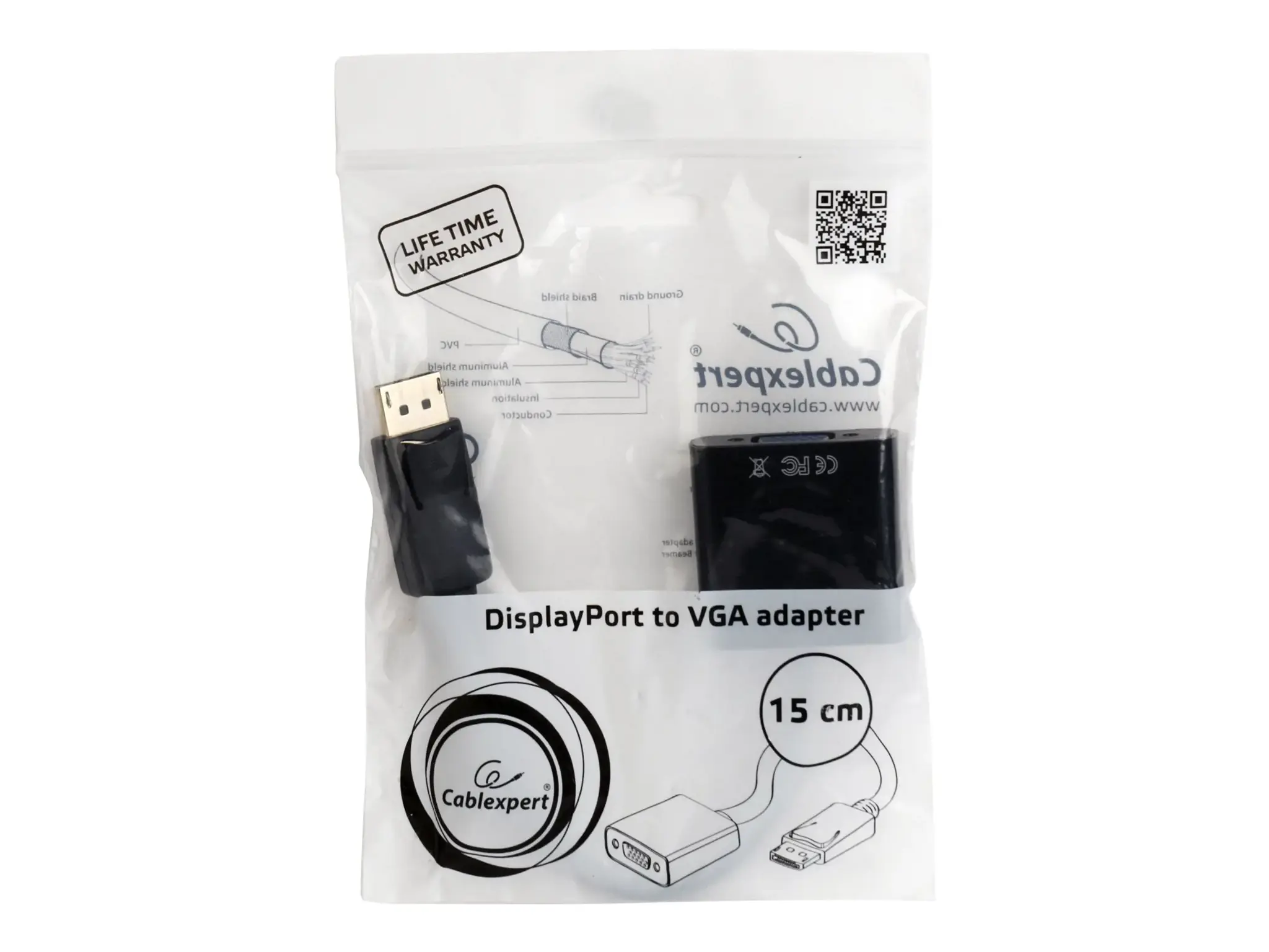 "Cablexpert DisplayPort" ir VGA adapterio kabelis, juodas