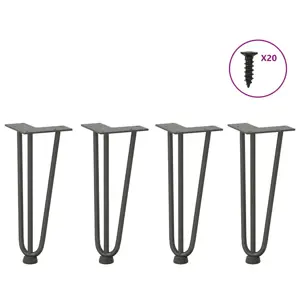 Kavos staliuko kojelės, 4 vnt., antracito spalvos, 30 cm, plienas, segtukai