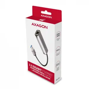 Axagon ADE-25R SUPERSPEED USB-A 2.5 GIGABIT ETHERNETKompaktiškas aliuminio USB-A 3.2 Gen 1 2.5 Gigabit Ethernet 10/100/1000/2500 Mbps adapteris su automatiniu diegimu.