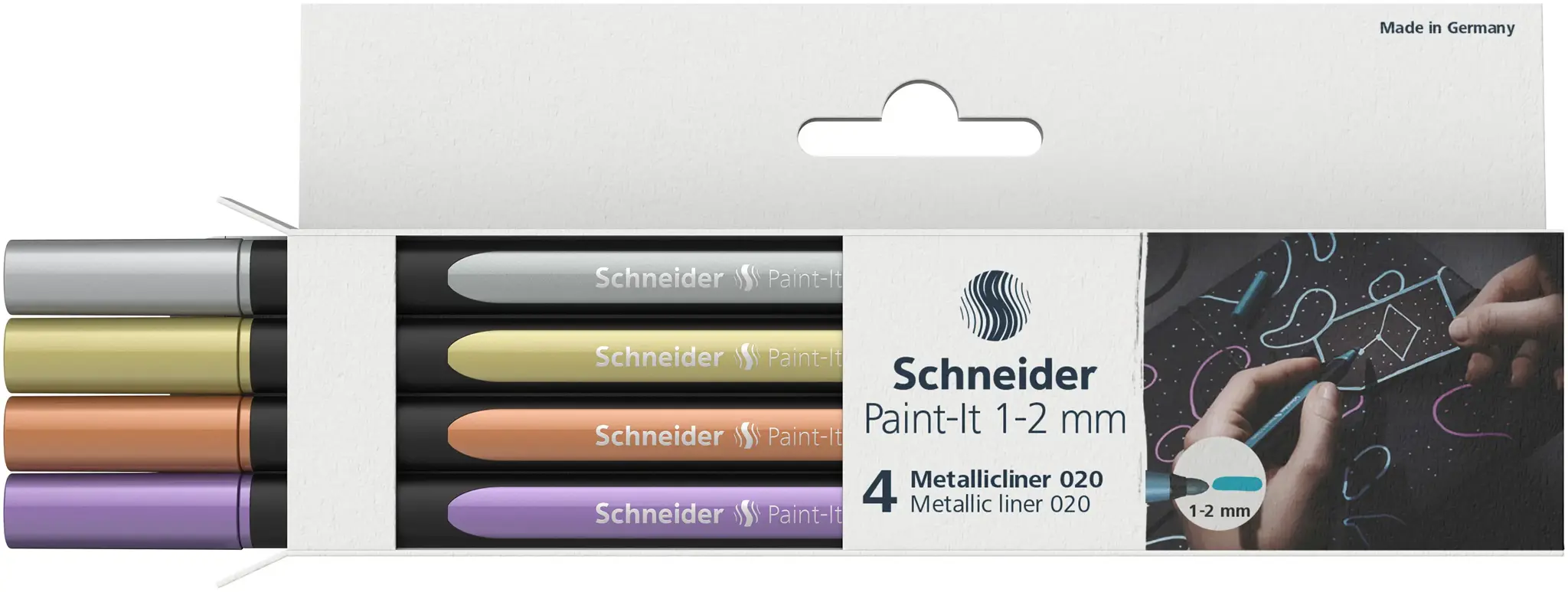 Žymeklių rinkinys SCHNEIDER Paint-lt, 1-2 mm, 4 vnt