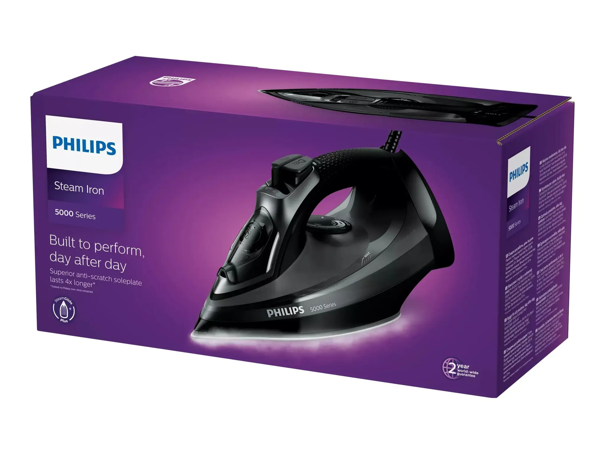 "Philips" 5000 serijos DST5040/80, garinis lygintuvas, "SteamGlide Plus" padas, 2 m, 200 g/min, juodas, 45 g/min