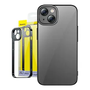 "Baseus" blizgantis skaidrus dėklas ir grūdinto stiklo rinkinys, skirtas "iPhone 14 Plus" (juodas)