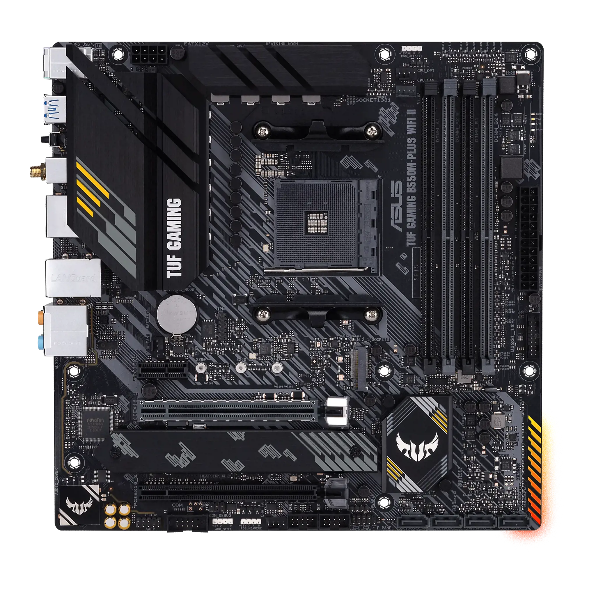 ASUS TUF GAMING B550M-PLUS WIFI II, AMD, "Socket AM4", "AMD Ryzen™ 3", "AMD Ryzen™ 5", "AMD Ryzen™ 7", 3 kartos "AMD Ryzen™ 9", 5 kartos "AMD Ryzen 9", "Socket AM4", DDR4-SDRAM, 128 GB