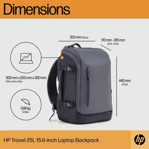 HP Travel 25 litrų 15,6 Iron Grey nešiojamojo kompiuterio kuprinė, 39,6 cm (15,6"), poliesteris
