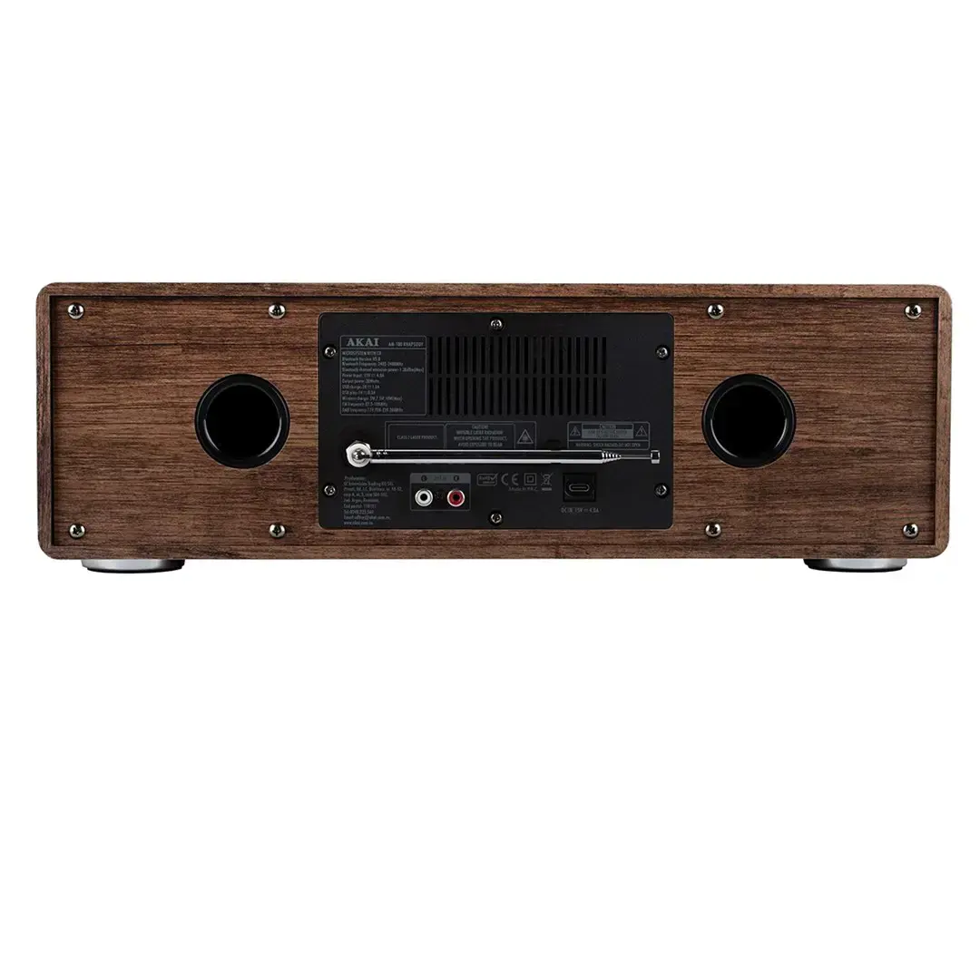 AKAI AM-100 RHAPSODY Stereo system 30W RMS, Bluetooth 5.0, DAB+/FM, CD/USB, AUX, brown black
