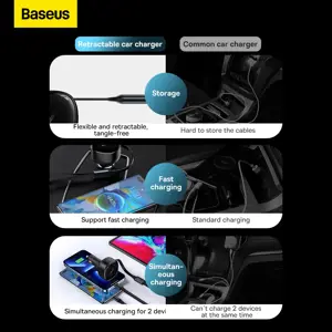 Baseus Enjoyment Car Charger with cable USB-C + Lightning 3A, 30W (Black)
