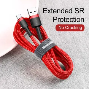 "Baseus Cafule Cable" patvarus nailono kabelis USB / USB-C QC3.0 3A 0.5M Raudona (Raudona)