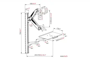 Viena sieninė rankena 1xLCD + klaviatūra, maks. 32 colių ir 8 kg pakreipimas ir pasukimas 360° (PIVOT)