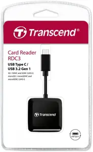 TRANSCEND RDC3 SD/mikroSD kortelių skaitytuvas USB-C 3.2 gen1, juodas