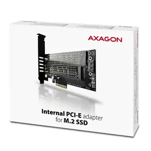 AXAGON PCEM2-D PCI-E 3.0 4x - DUAL M.2 SSD (NVMe + SATA), dviguba įtampa, iki 110 mm SSD