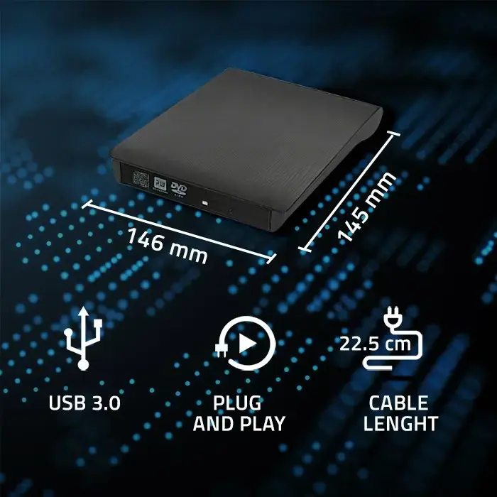 QOLTEC išorinis DVD-RW įrašymo įrenginys USB 3.0